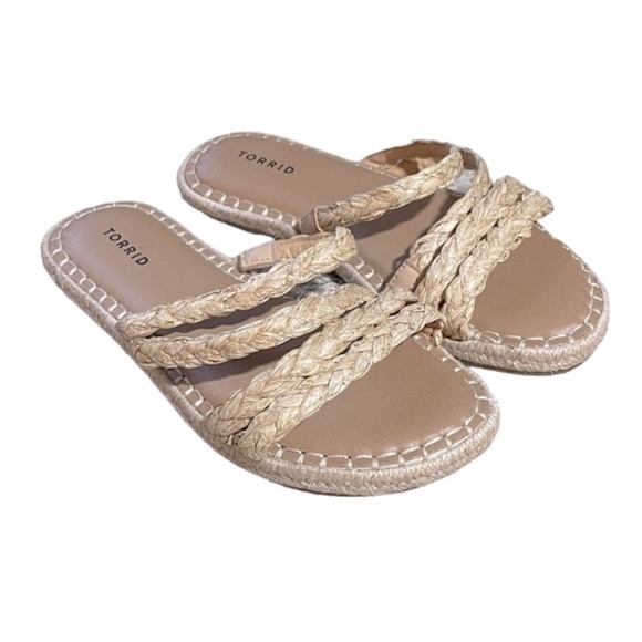 Torrid Slides torrid | Shoes | Torrid Strappy Braided Espadrille Slide Sandals Tan 7 ...